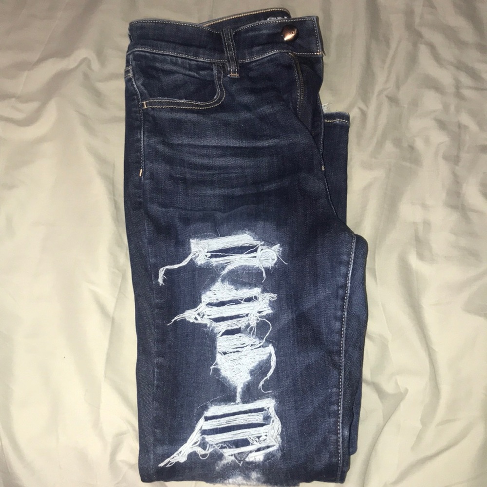 Super stretchy high waisted ripped jeans